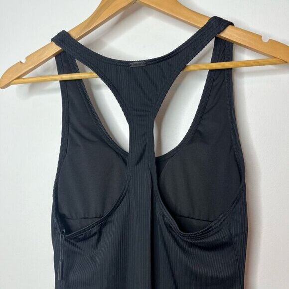 Calvin Klein X Fit Infinite Stretch One Piece Ribbed Black Swimsuit Lined Sporty - Picture 4 of 14